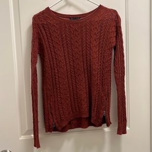American Eagle Outfitters Women Pullover Sweater Side Zip Long Sleeves Rust